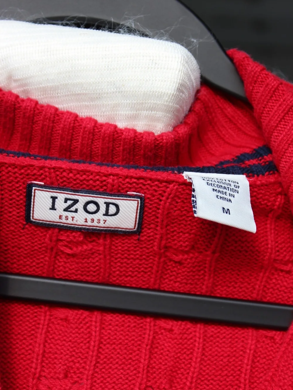 Izod Red Cable-Knit Half Zip Sweater